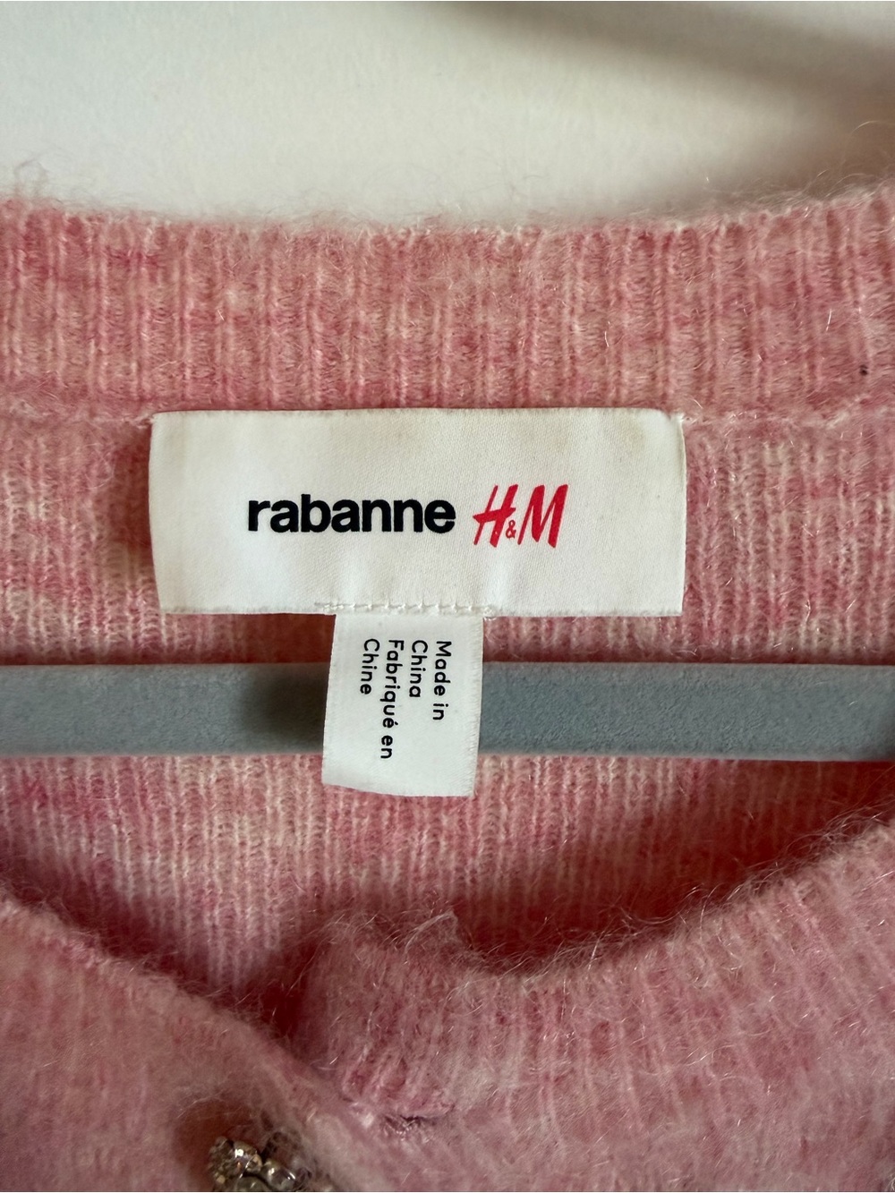 Paco Rabanne x H&M Pink Embellished Mohair Cropped Cardigan XL - Picture 3 of 9